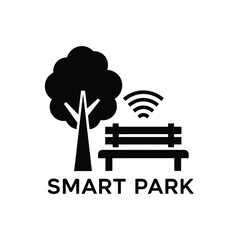 Fototapeta premium smart park icon with tree bench and wifi signal on white background high quality professional detailed modern elegant stylish clean