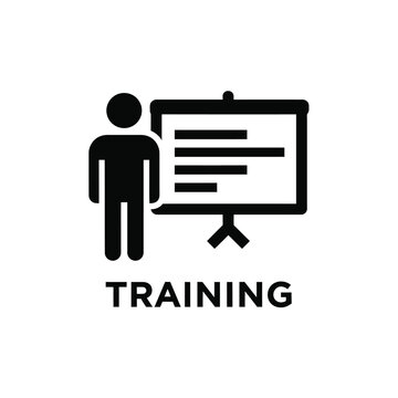 training icon with presenter and presentation board on white background high quality professional detailed modern elegant stylish clean crisp vibrant