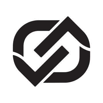 Abstract geometric interlocking logo icon isolated on white background vector illustration