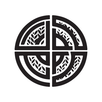 Circular tribal emblem with ethnic patterns and geometric shapes isolated on white background vector illustration