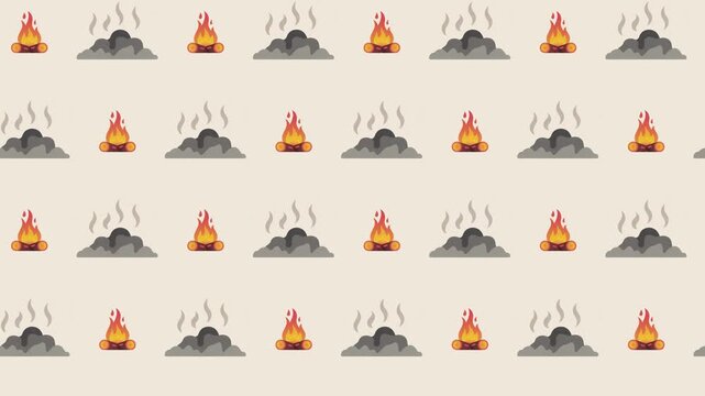 Fire Flame and Heat Warning Seamless Pattern Background, safety and energy concept.
