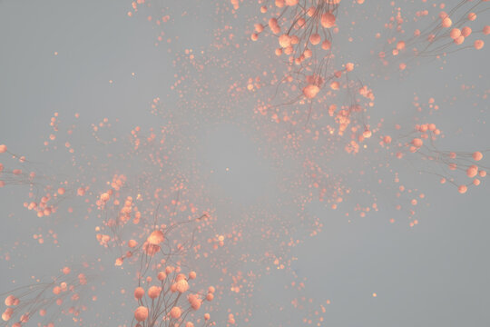 An abstract burst of glowing red particles, symbolizing energy, a dynamic event, or a distributed network