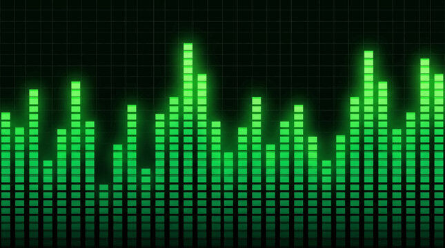 Vertical luminous financial graph displayed on a screen with a grid background.
