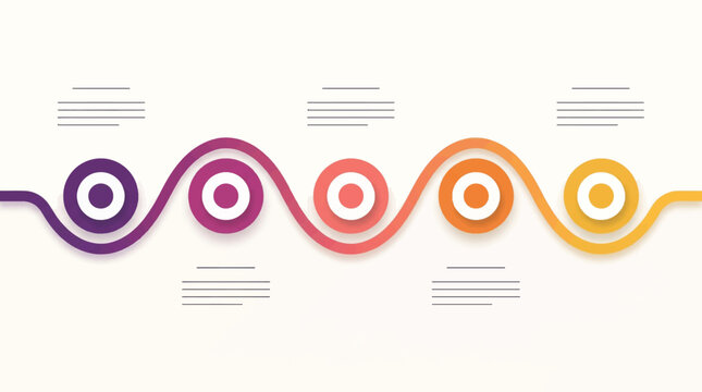 Multicolored wavy line graph with circles on a beige background for data visualization purposes