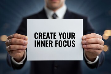 Obraz premium Businessman Encouraging to 'Create Your Inner Focus'