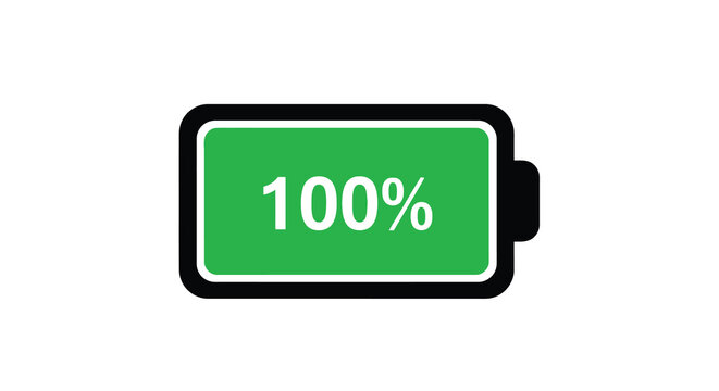 battery icon with green fill and white background