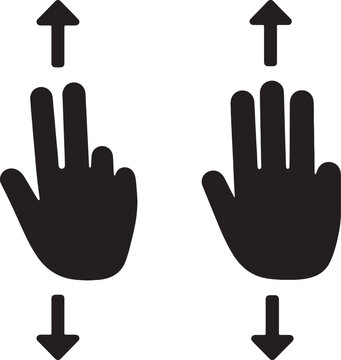 Two finger swipe up and down gesture icons for touchscreen interaction concept