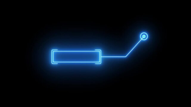 Neon blue hud callout with glowing pointer for digital interface and data visualization