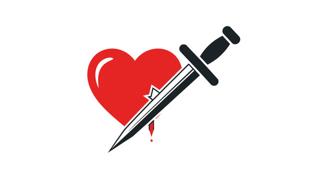 Heart with dagger stabbing through it.