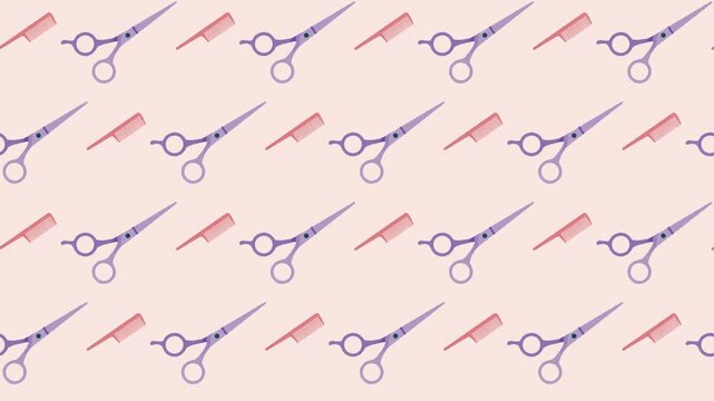 Barber Scissor and Hair Comb Seamless Pattern Background, grooming and hair care service concept