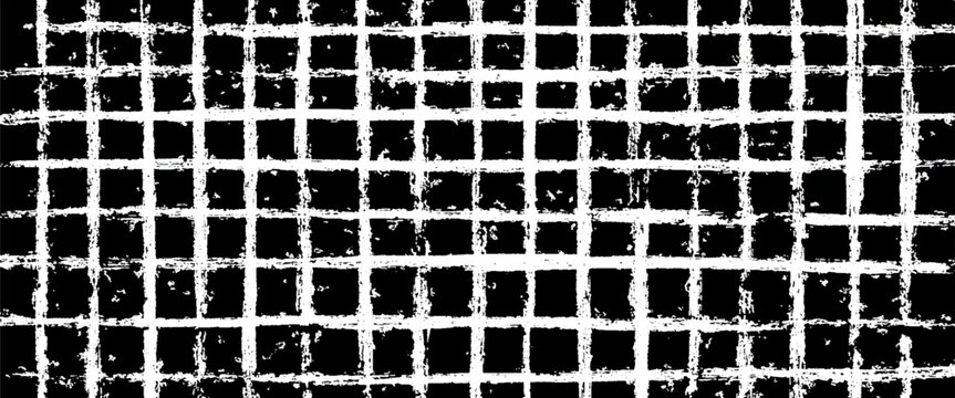 Black and white grid pattern with rough texture and square cells