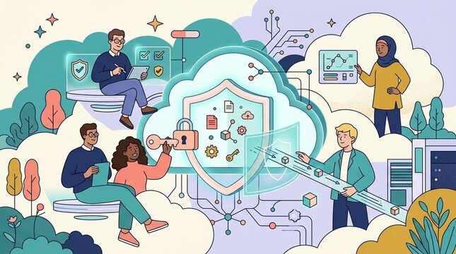 Hardware Tech: Friendly Computing Cloud - Quantum Computing & Glowing Chip Concept