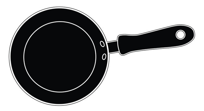frying pan silhouette with black handle and circular shape high quality professional detailed modern elegant stylish clean crisp vibrant colorful