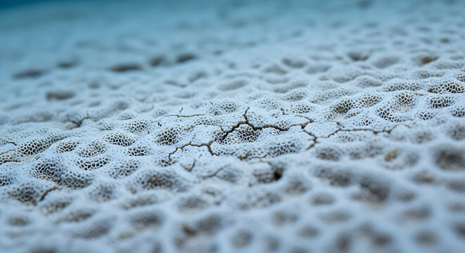 Close-up of salt formations on a dry lake bed