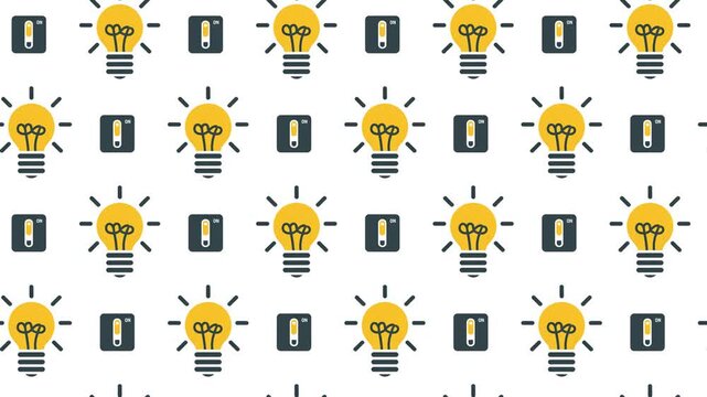Light Bulb and On Off Power Switch Seamless Pattern Background, energy saving and lighting concept