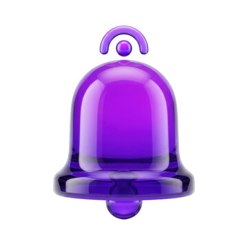 Vibrant purple bell icon 3d render isolated on transparent background