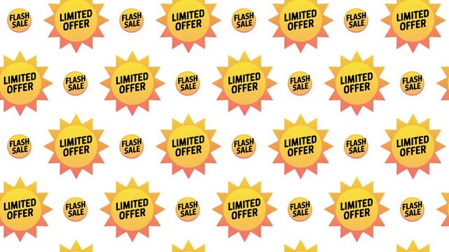 Flash Sale and Limited Time Label Seamless Pattern Background, promotional business and retail concept