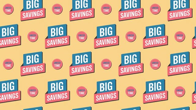 Big Savings and Limited Time Banner Seamless Pattern Background, price drop and marketing concept