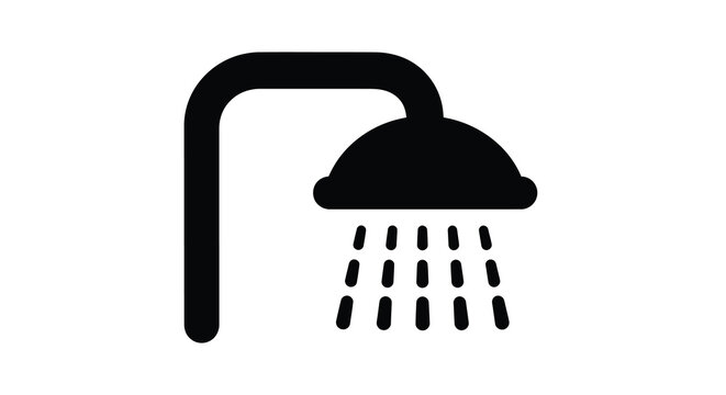 shower head icon in black silhouette on white background high quality professional detailed modern elegant stylish clean crisp vibrant colorful