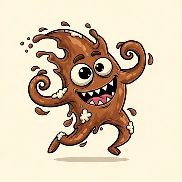 Playful cartoon blob monster with exaggerated features and goofy expression