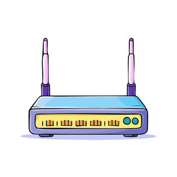 Digital Network Router with Antennas and Ethernet Ports for Wireless Connectivity