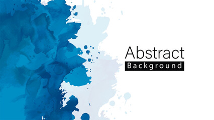 Obraz premium Professional watercolor abstract background with soft blue paint washes and artistic splatter effects on white paper texture for elegant invitation design and creative business marketing materials.