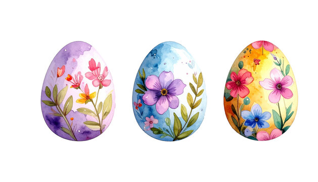 Set of watercolor easter bundle collection.
