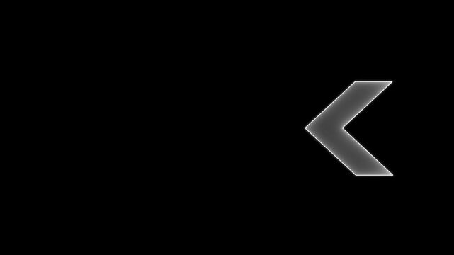 Minimalist glowing neon arrow pointer animation on black background, for ui and, navigation direction