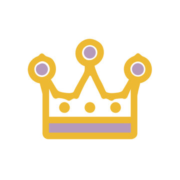A regal crown illustration. Rendered in gold and lilac tones, conveying royalty and nobility