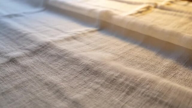 Handwoven Muslin Fabric Wave, Bengali Textile Macro, fabric texture wave