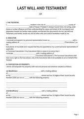 Fototapeta premium Template of last will and testament