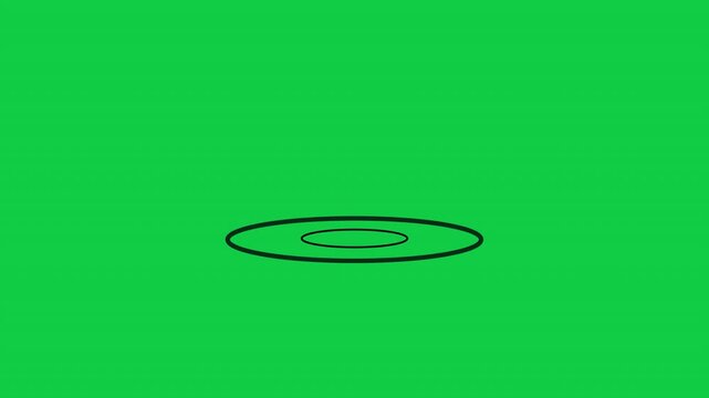 Line art animation of water droplet falling into surface, creating ripple wave effect for nature and digital projects in green screen background