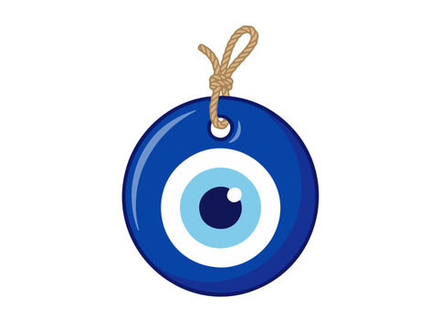 Turkish nazar boncuk blue evil eye lucky charm with rope
