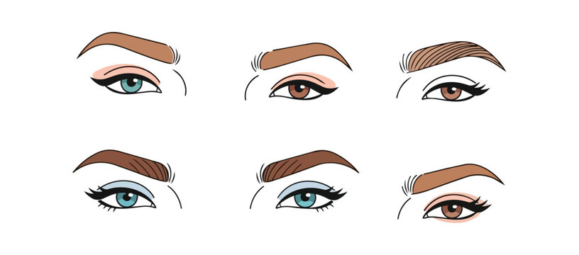 Eyes illustrations on black background variety of colors and styles