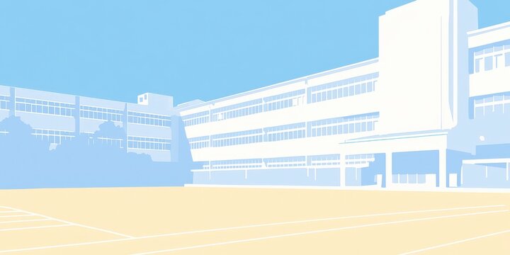 学校の校舎とグラウンド