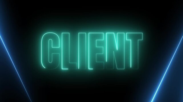 Client Relationship Neon Sign with Luminous Motion Graphics Text 4k video