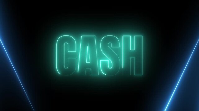 Finance Cash Neon Typography with Vibrant Glowing Light Effects 4k video