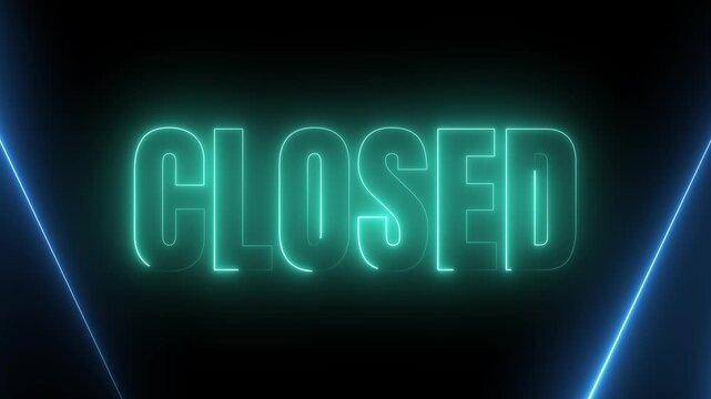 Glowing Neon Closed Sign with Color Changing Light Streaks Effect 4k video