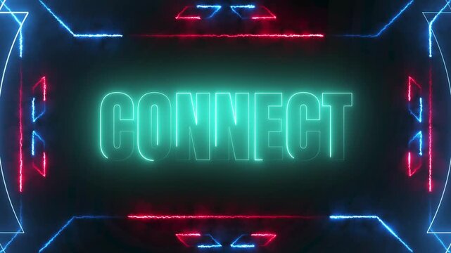 Global Connect Neon Typography with Futuristic Cyber Glow Frame 4k video