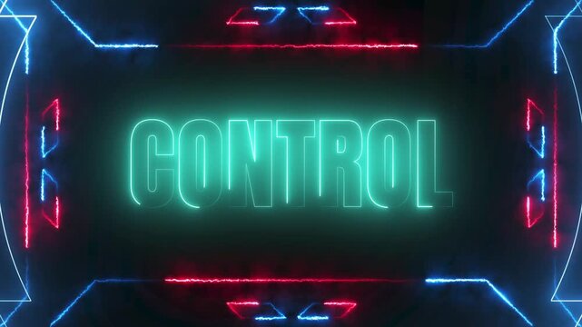 System Control Neon Text in High Tech Cyberpunk Motion Border 4k video