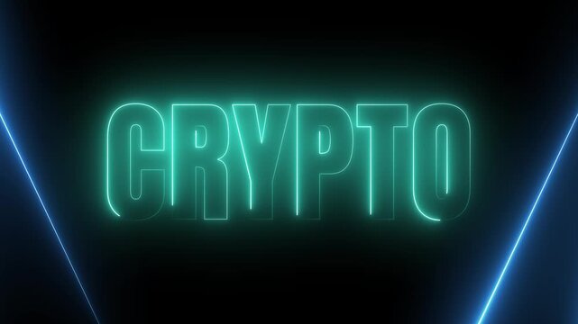 Neon Crypto Typography with Color Changing Glowing Light Effect 4k video