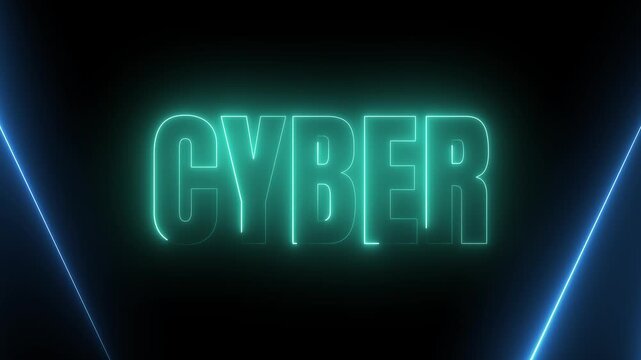 Cyber Neon Typography with Dynamic Shifting Light Laser Effects 4k video
