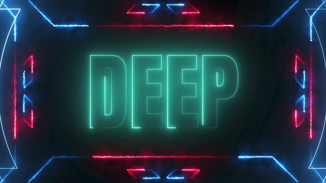 Deep Neon Glow Typography in Futuristic Digital Tech Frame 4k video