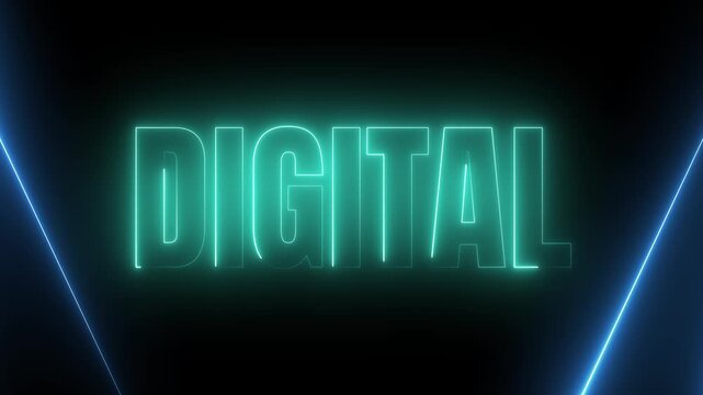 Big Digital Neon Glow Typography with Shifting Laser Light Effects 4k video