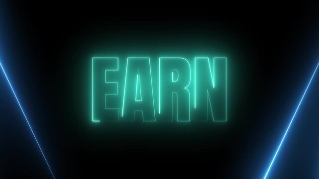 Financial Earn Neon Typography with Vibrant Glowing Light Effects 4k video