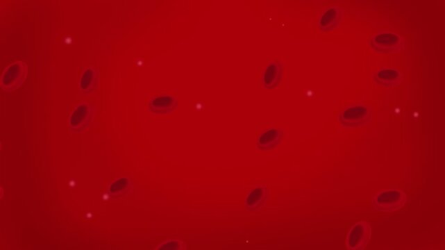 red blood cells on gradient red background animation