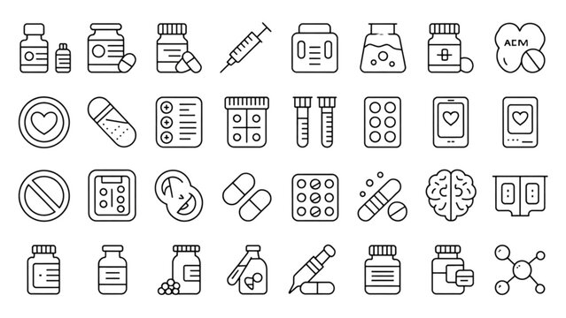 Colorful set of flat icons showing different types of food and drinks Vector