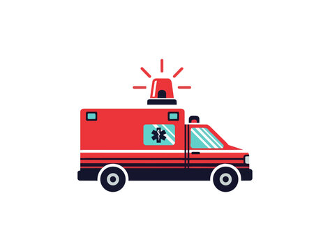Red ambulance illustration on black background