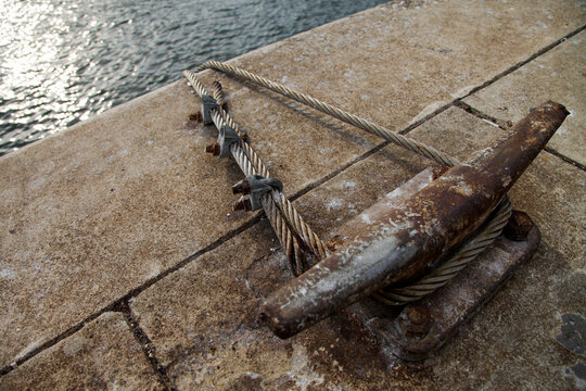 Old Anchor on Dock Close Up