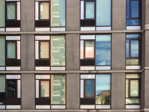 Modern Apartment Windows with Reflections